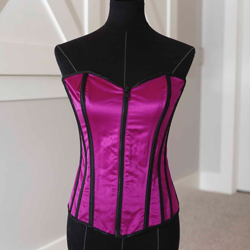 Sexy Violet Lace-Up, Zipper Corset